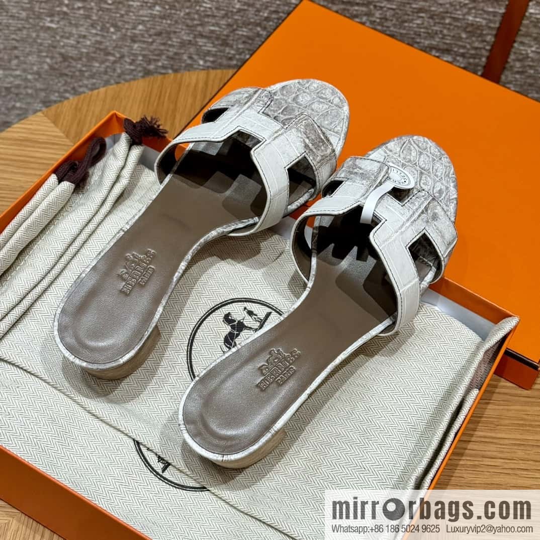 Hermès 185 Oasis High Heel Sandals, Crocodile/alligator 🐊 Himalaya/01/Himalaya