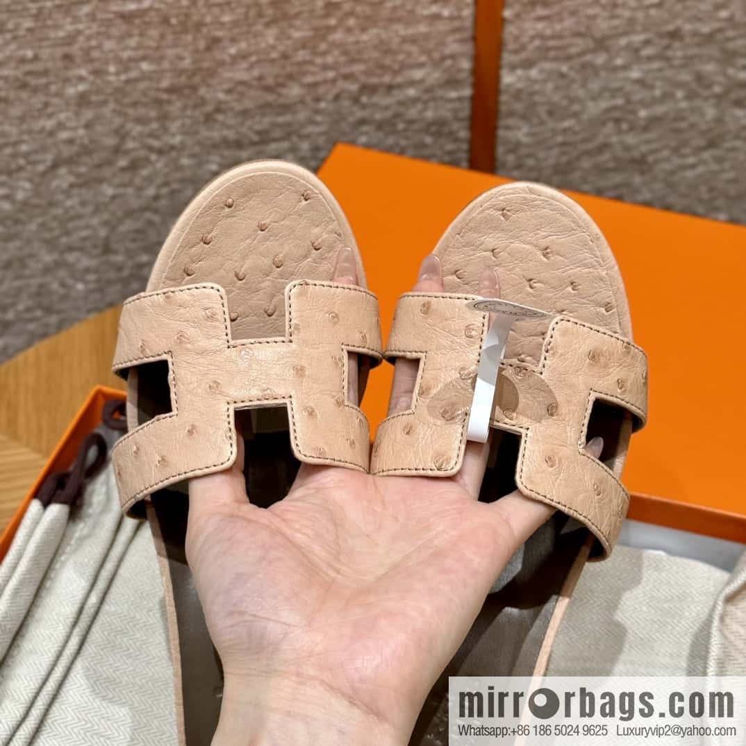 Hermès 185 Oasis high-heeled sandals, ostrich 🐦/Ostrich rose powder/Rose powder