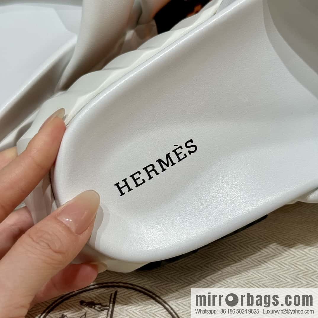 Hermès 086/Infra/Sports slippers, lambskin/pure white/01/Blanc