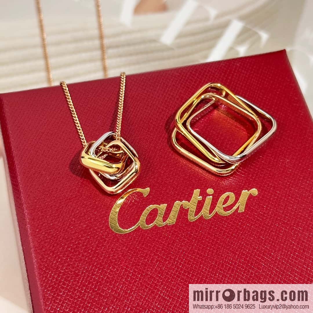 ❗New ❗ new version ☀ original single high version ☀ Cartier Cartier TRINITY pillow-shaped three-color ring necklace, ring ☀