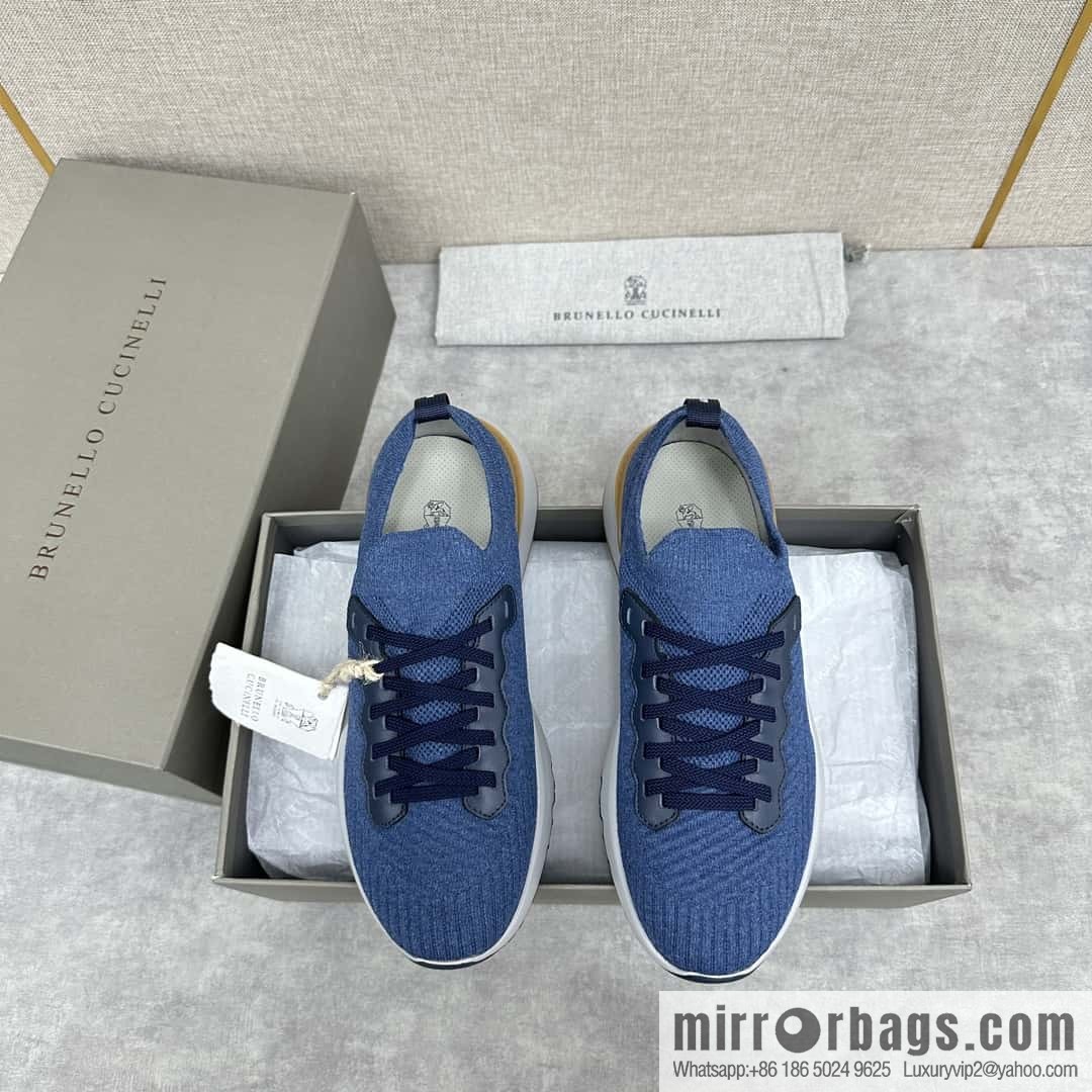 💋💍BC New Brunello Cucinell * Twill Knitted Low Top Sneakers