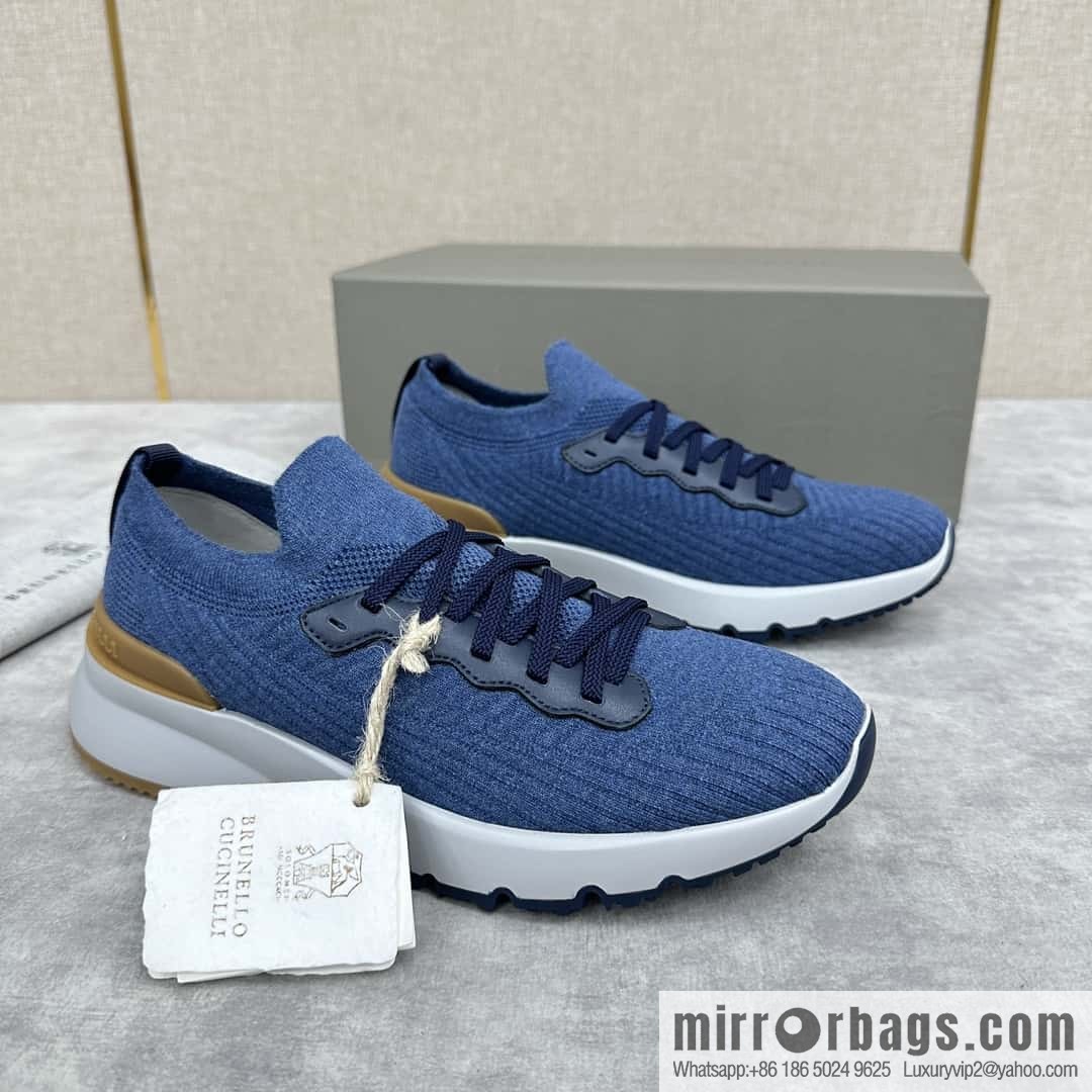 💋💍BC New Brunello Cucinell * Twill Knitted Low Top Sneakers