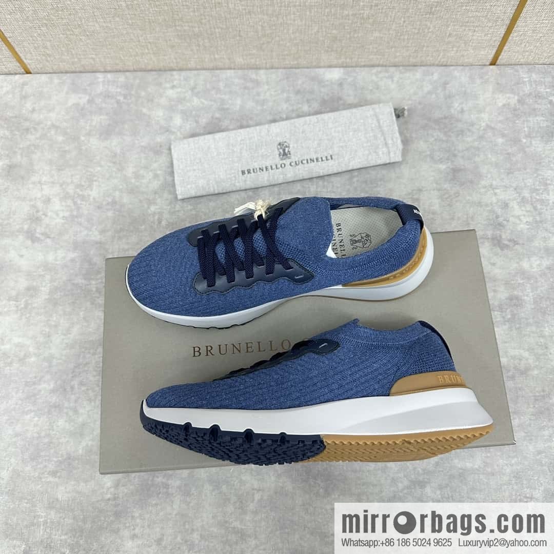 💋💍BC New Brunello Cucinell * Twill Knitted Low Top Sneakers