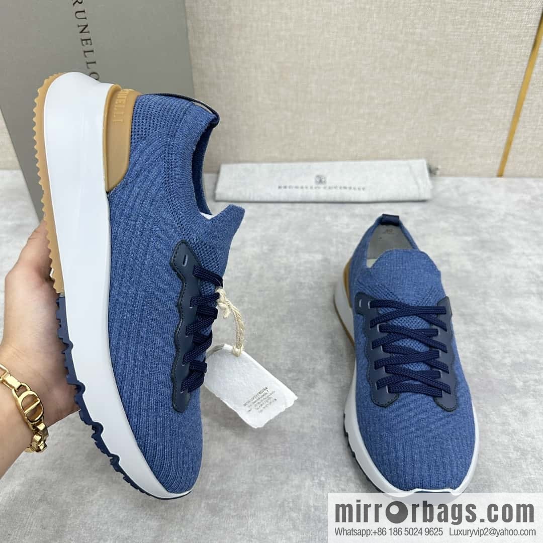 💋💍BC New Brunello Cucinell * Twill Knitted Low Top Sneakers