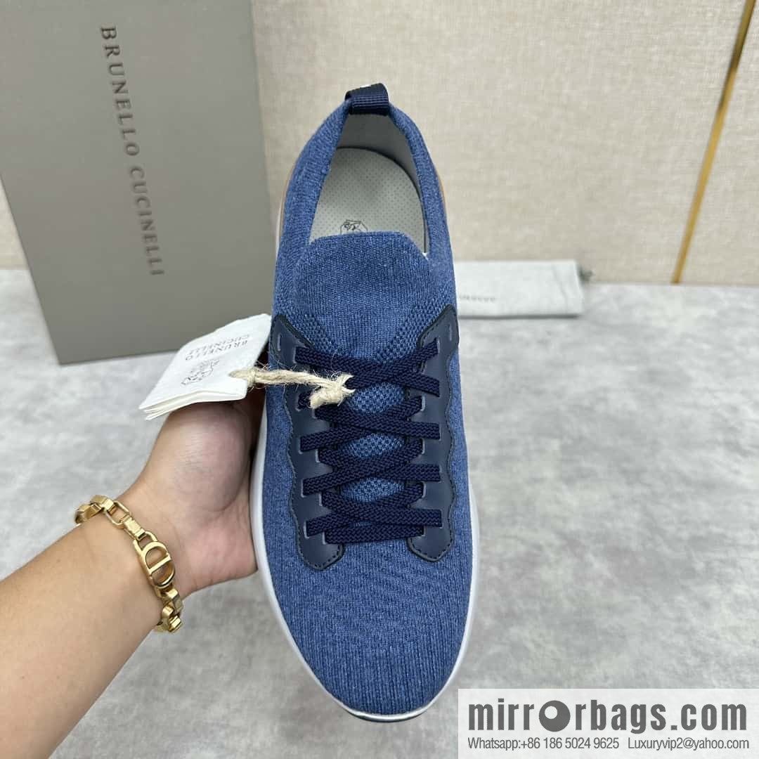 💋💍BC New Brunello Cucinell * Twill Knitted Low Top Sneakers