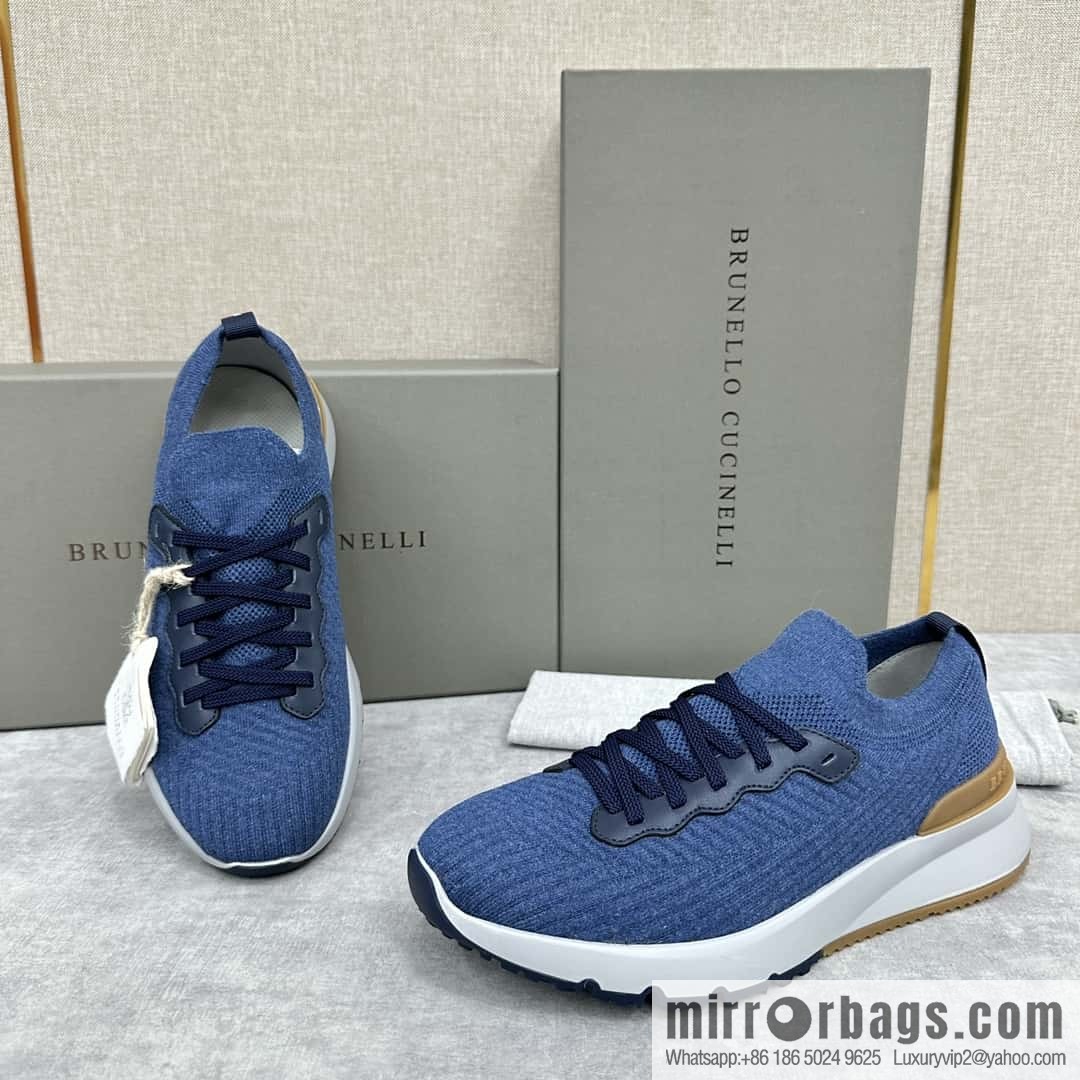 💋💍BC New Brunello Cucinell * Twill Knitted Low Top Sneakers
