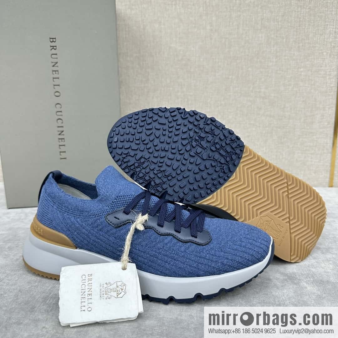 💋💍BC New Brunello Cucinell * Twill Knitted Low Top Sneakers