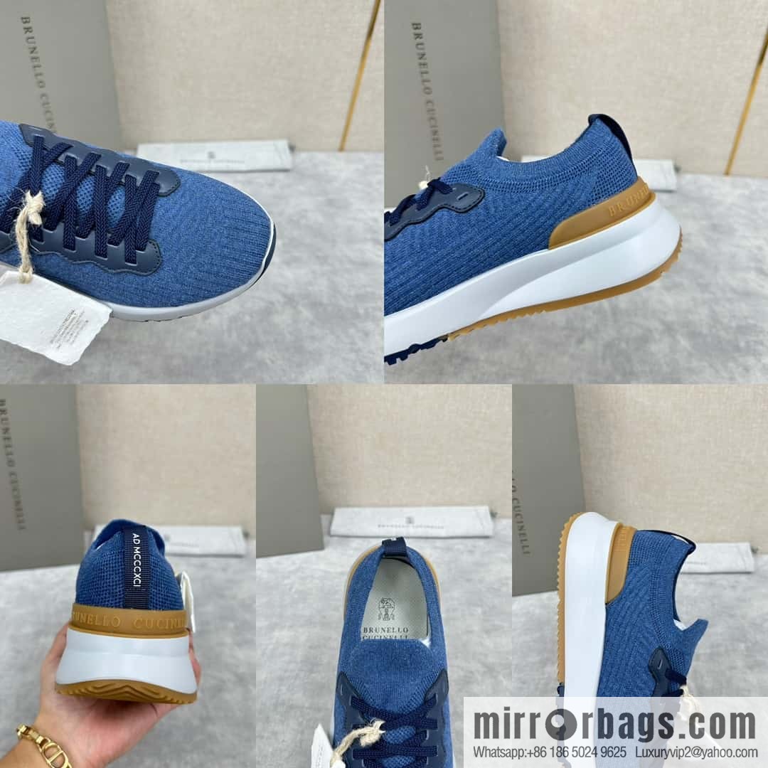 💋💍BC New Brunello Cucinell * Twill Knitted Low Top Sneakers