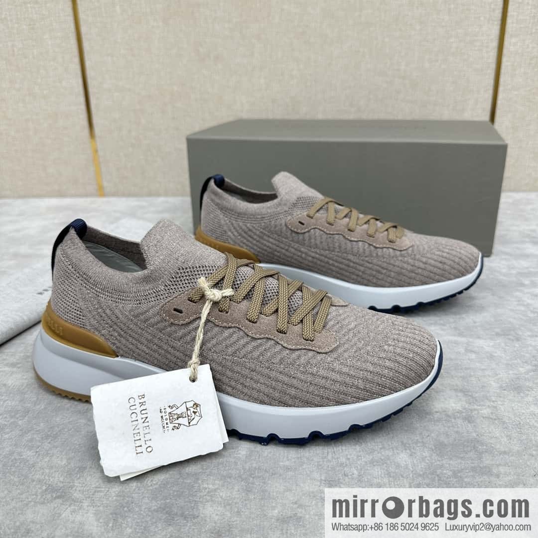 ππBC New Brunello Cucinell * Twill Knitted Low Top Sneakers