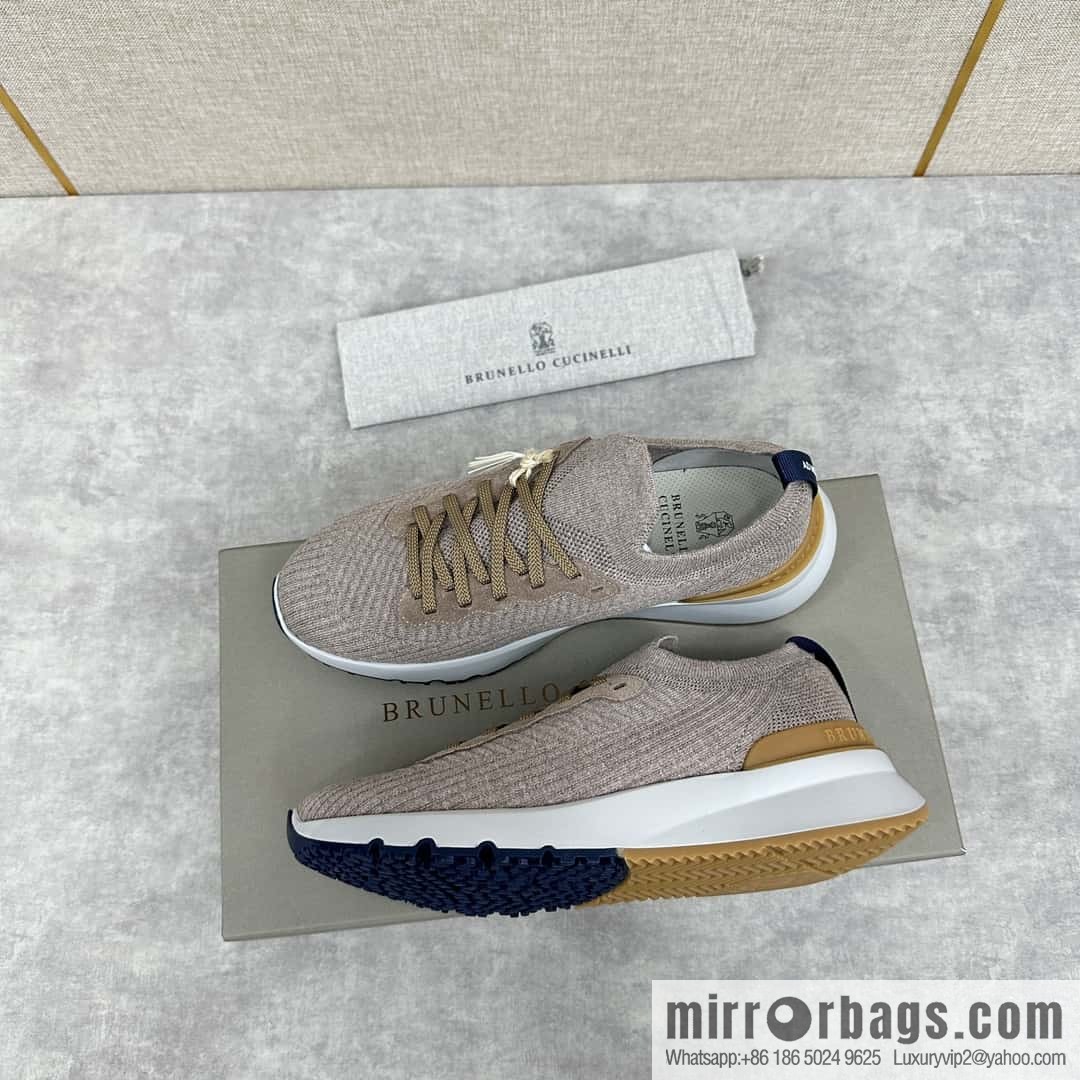ππBC New Brunello Cucinell * Twill Knitted Low Top Sneakers