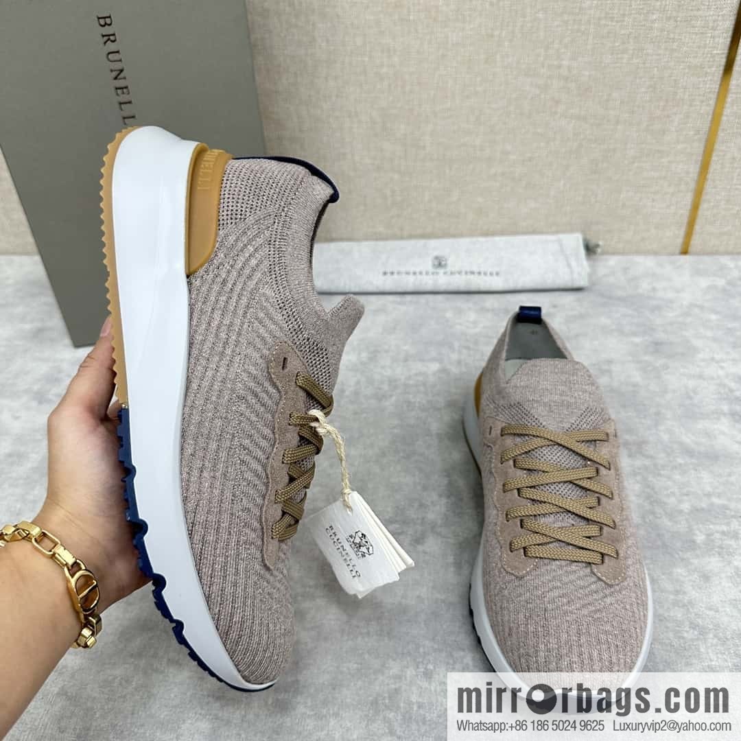 ππBC New Brunello Cucinell * Twill Knitted Low Top Sneakers