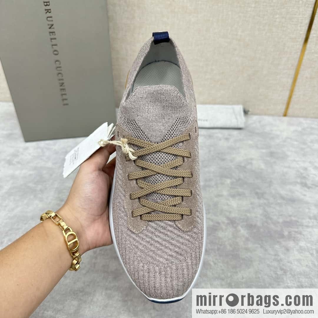 ππBC New Brunello Cucinell * Twill Knitted Low Top Sneakers