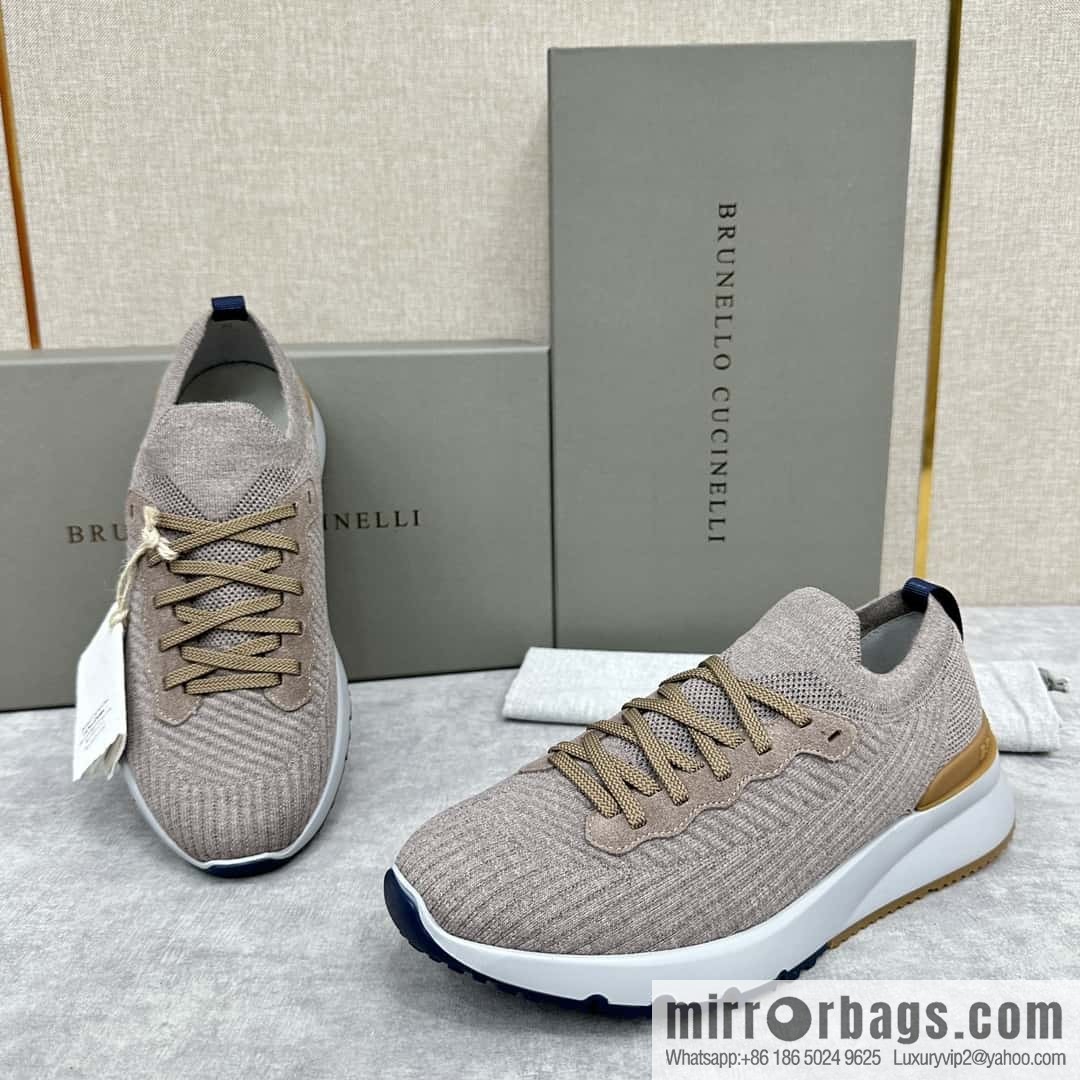 ππBC New Brunello Cucinell * Twill Knitted Low Top Sneakers