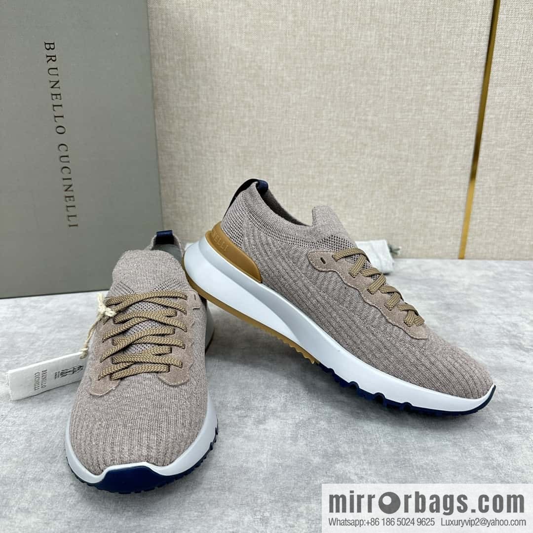 ππBC New Brunello Cucinell * Twill Knitted Low Top Sneakers