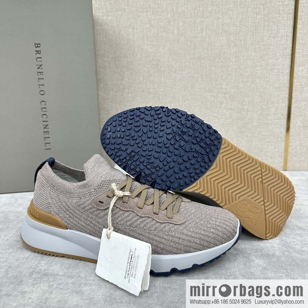 ππBC New Brunello Cucinell * Twill Knitted Low Top Sneakers
