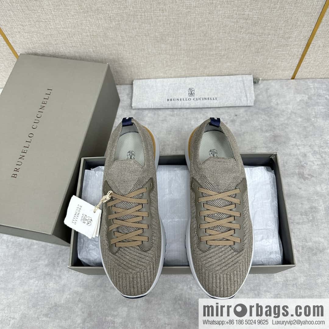 💋💍BC New Brunello Cucinell * Twill Knitted Low Top Sneakers