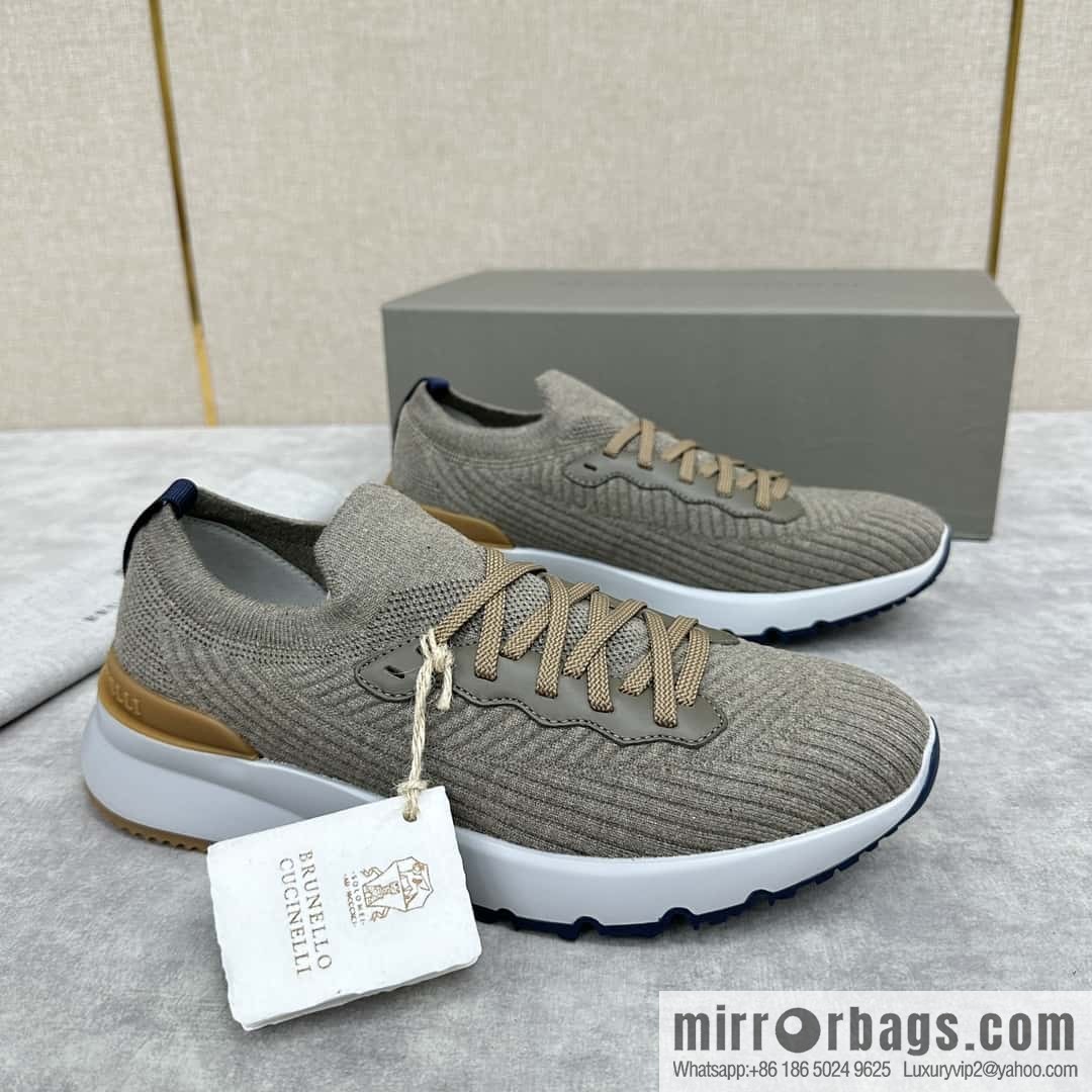 💋💍BC New Brunello Cucinell * Twill Knitted Low Top Sneakers