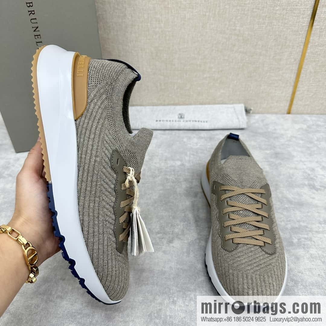 💋💍BC New Brunello Cucinell * Twill Knitted Low Top Sneakers