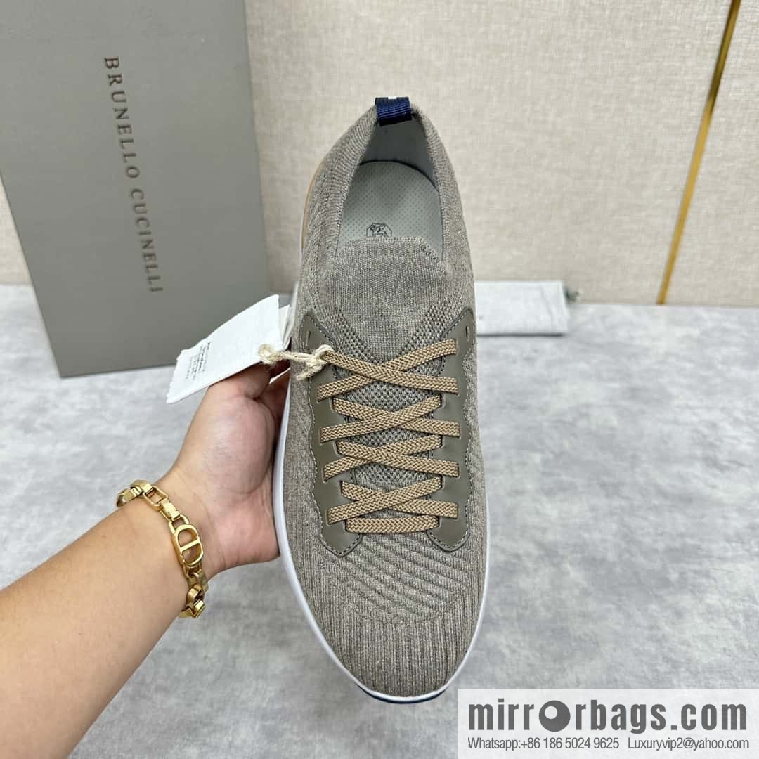 💋💍BC New Brunello Cucinell * Twill Knitted Low Top Sneakers