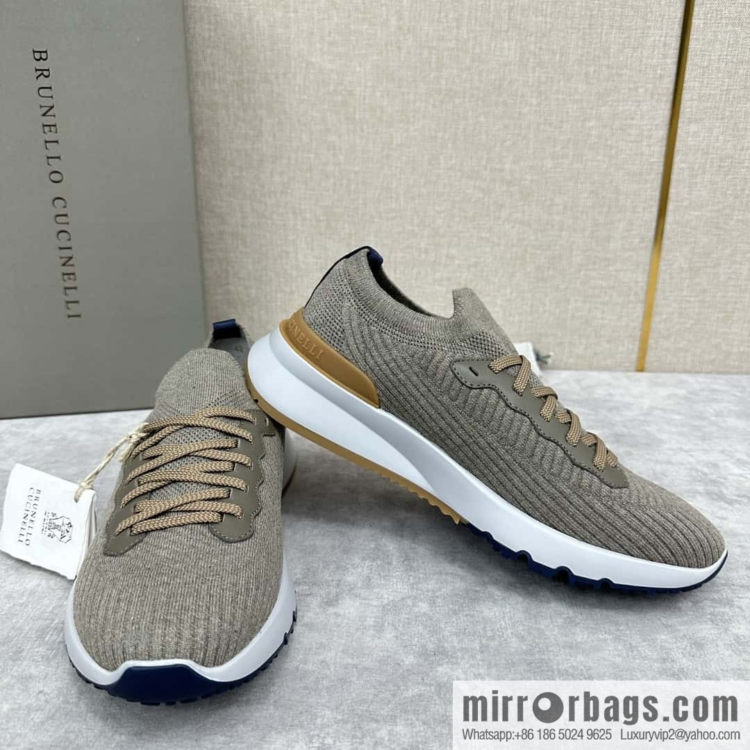 💋💍BC New Brunello Cucinell * Twill Knitted Low Top Sneakers