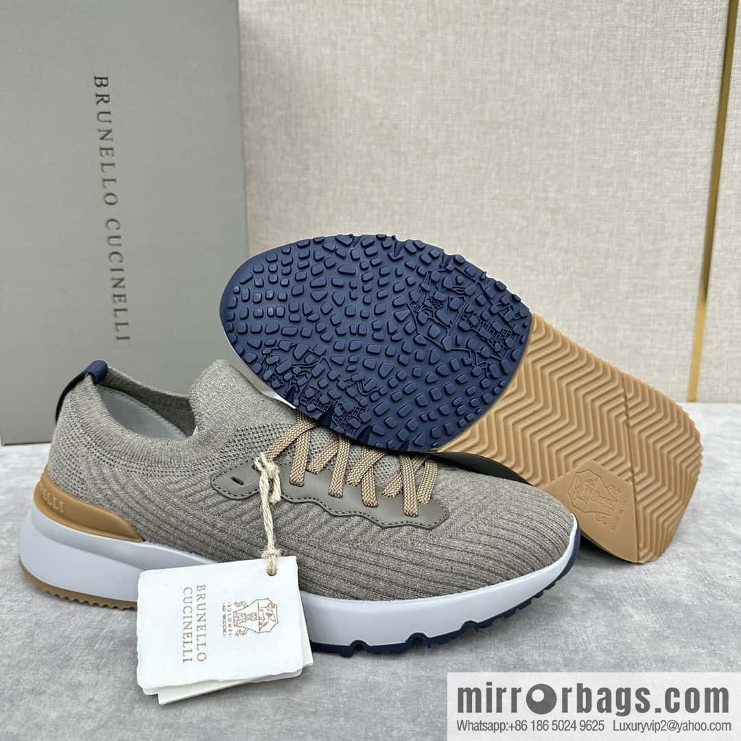 💋💍BC New Brunello Cucinell * Twill Knitted Low Top Sneakers