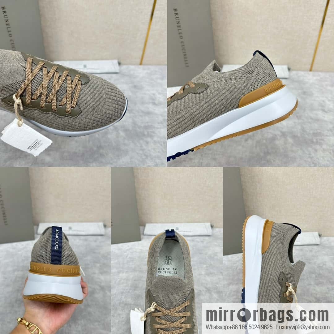 💋💍BC New Brunello Cucinell * Twill Knitted Low Top Sneakers