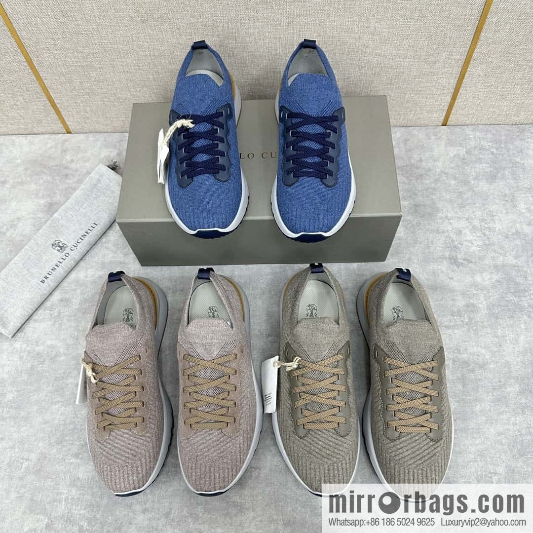 💋💍BC New Brunello Cucinell * Twill Knitted Low Top Sneakers