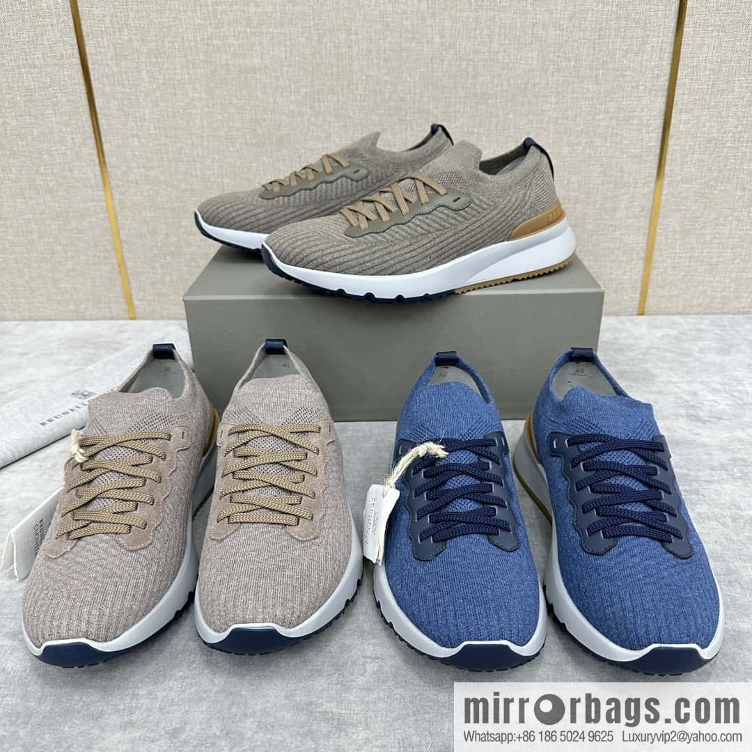 💋💍BC New Brunello Cucinell * Twill Knitted Low Top Sneakers