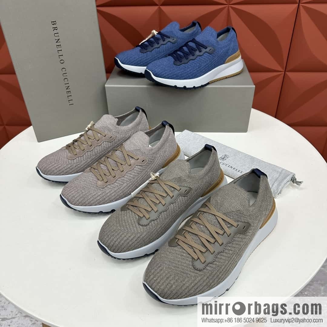 💋💍BC New Brunello Cucinell * Twill Knitted Low Top Sneakers