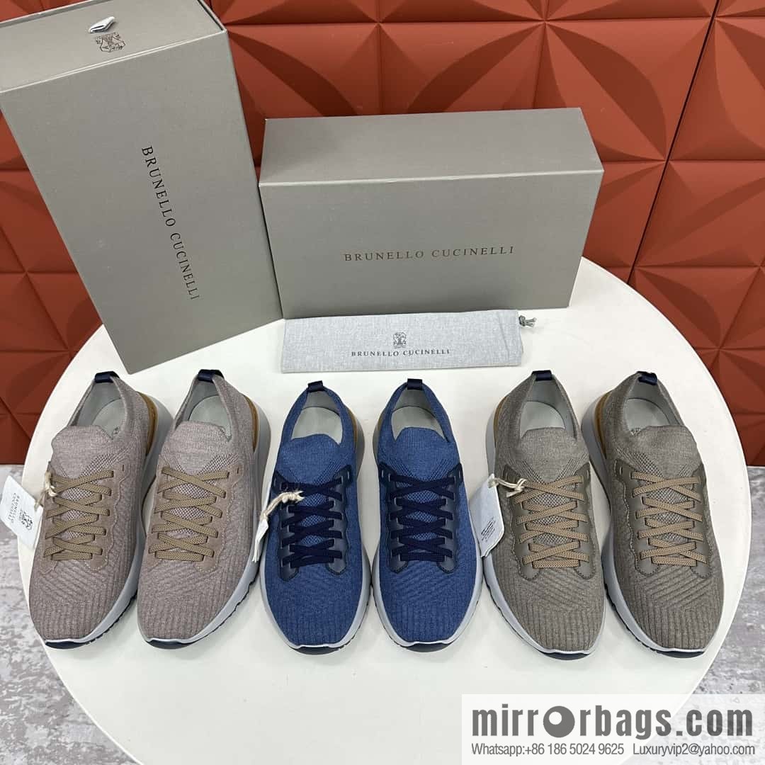 ππBC New Brunello Cucinell * Twill Knitted Low Top Sneakers