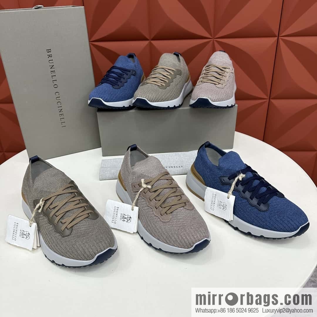 💋💍BC New Brunello Cucinell * Twill Knitted Low Top Sneakers