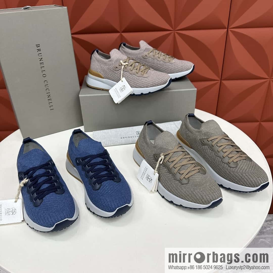 💋💍BC New Brunello Cucinell * Twill Knitted Low Top Sneakers