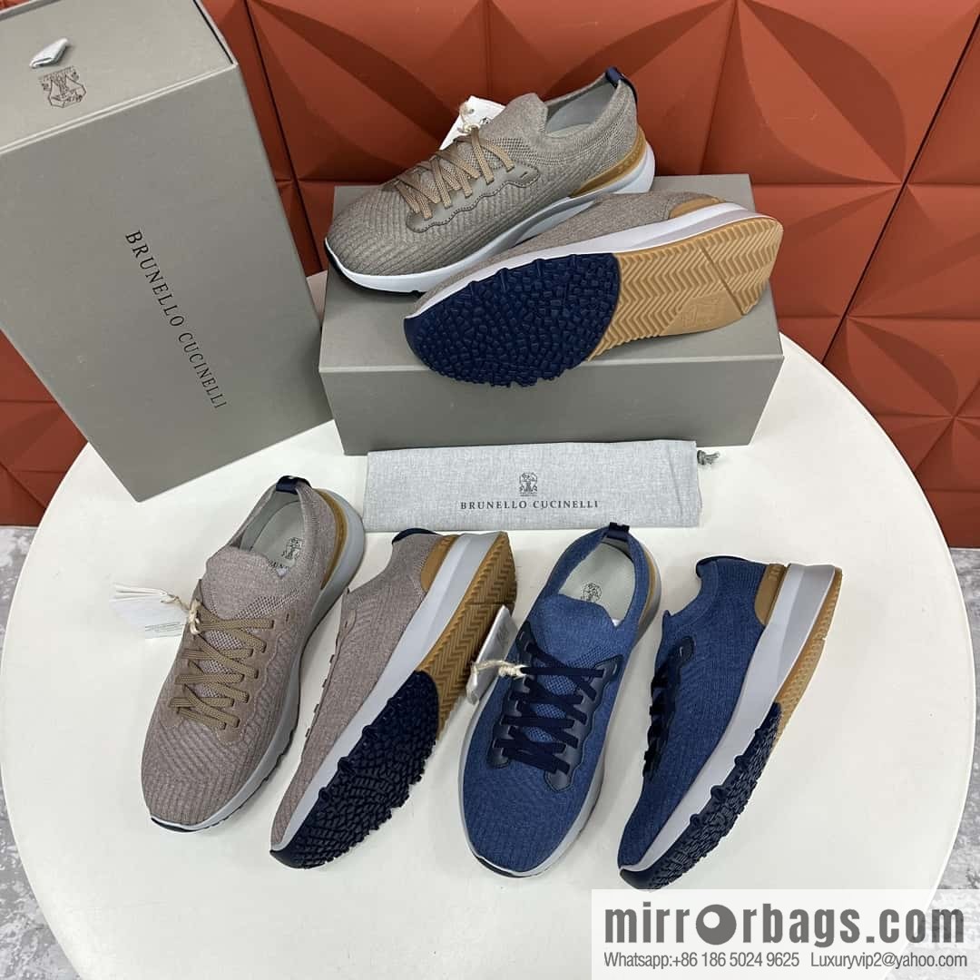 💋💍BC New Brunello Cucinell * Twill Knitted Low Top Sneakers