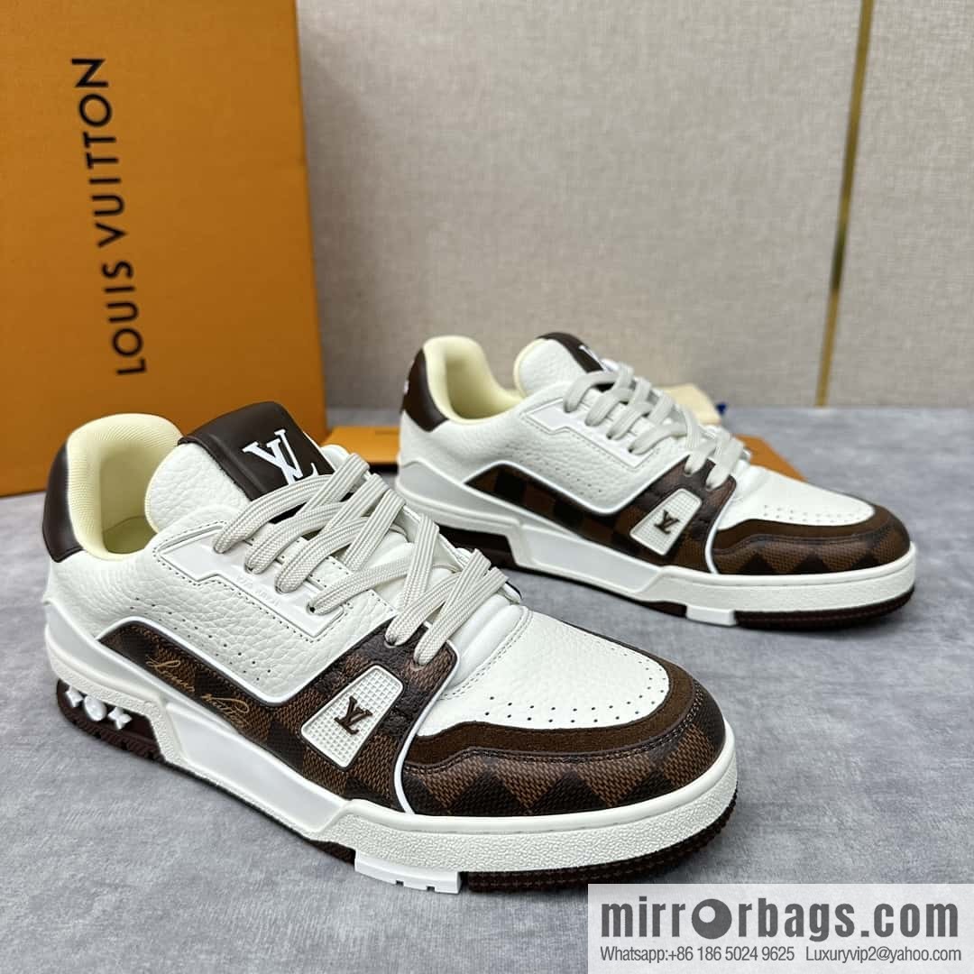 💋💍L new TRAINER checkerboard sports shoes series 1ACV5R LV TRAINER sports shoes