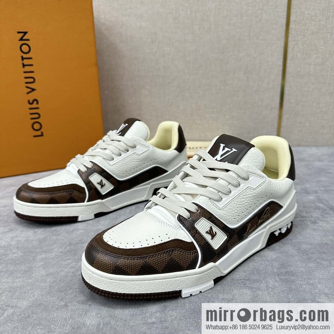 💋💍L new TRAINER checkerboard sports shoes series 1ACV5R LV TRAINER sports shoes