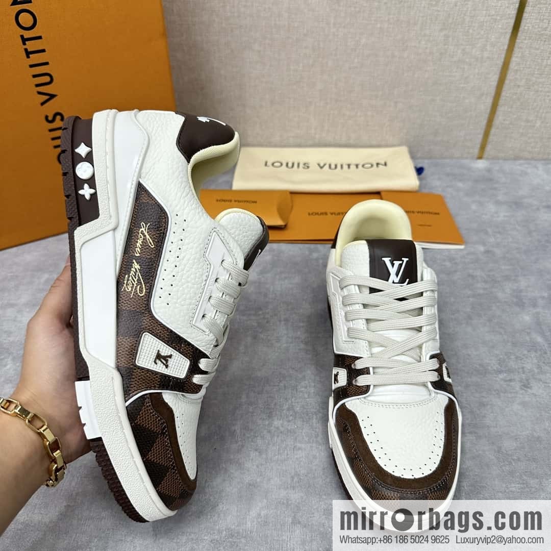 💋💍L new TRAINER checkerboard sports shoes series 1ACV5R LV TRAINER sports shoes