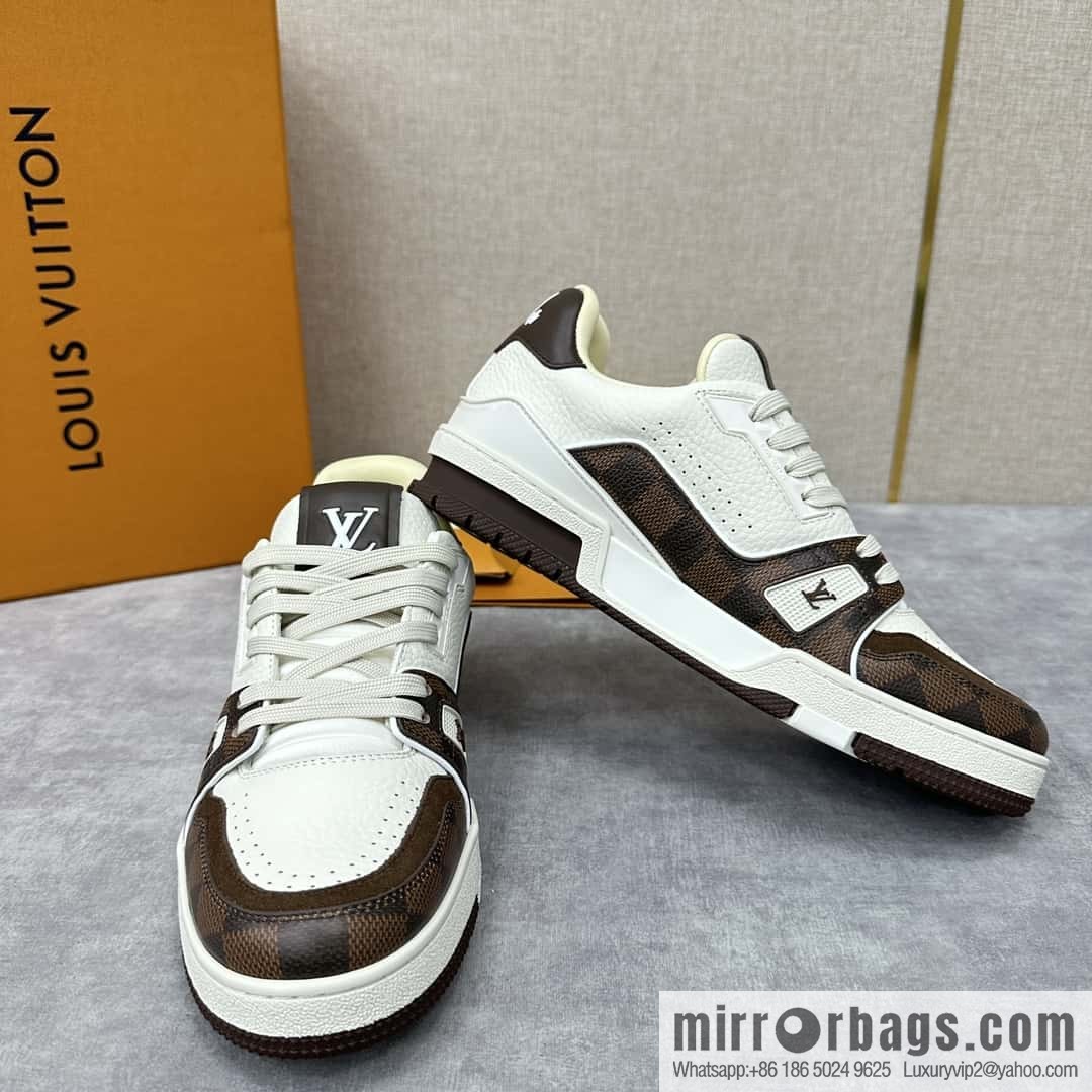 💋💍L new TRAINER checkerboard sports shoes series 1ACV5R LV TRAINER sports shoes