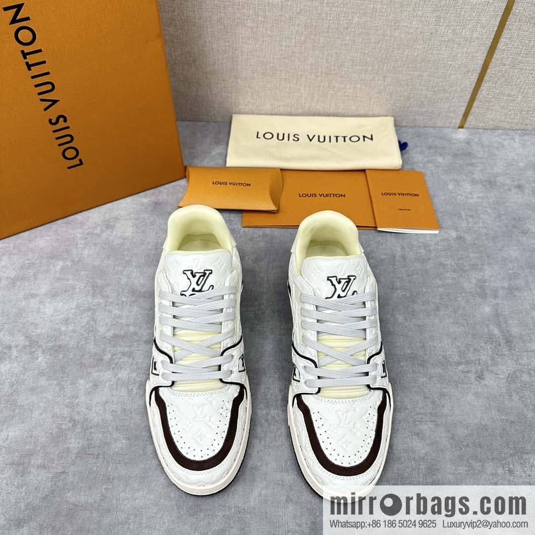 💋💍L new TRAINER checkerboard sports shoes series 1ACR5K LV TRAINER sports shoes