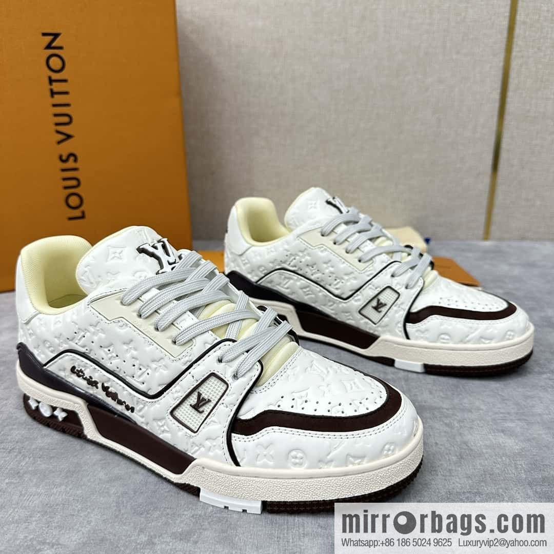 💋💍L new TRAINER checkerboard sports shoes series 1ACR5K LV TRAINER sports shoes