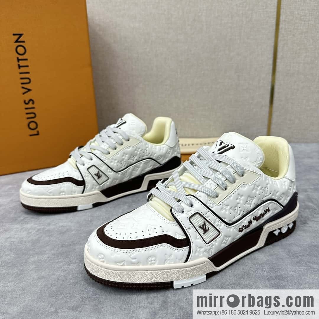 💋💍L new TRAINER checkerboard sports shoes series 1ACR5K LV TRAINER sports shoes