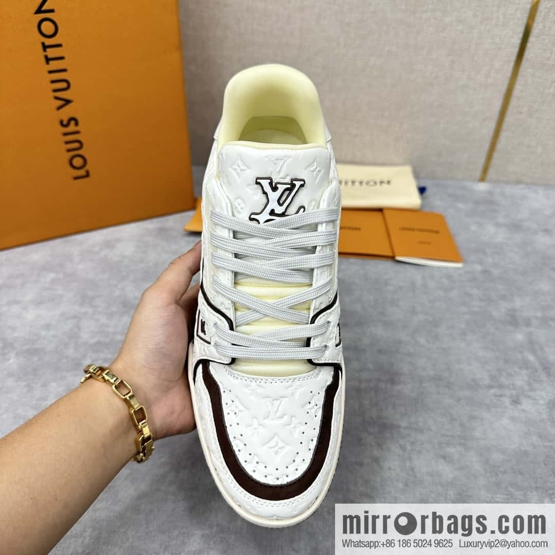 💋💍L new TRAINER checkerboard sports shoes series 1ACR5K LV TRAINER sports shoes