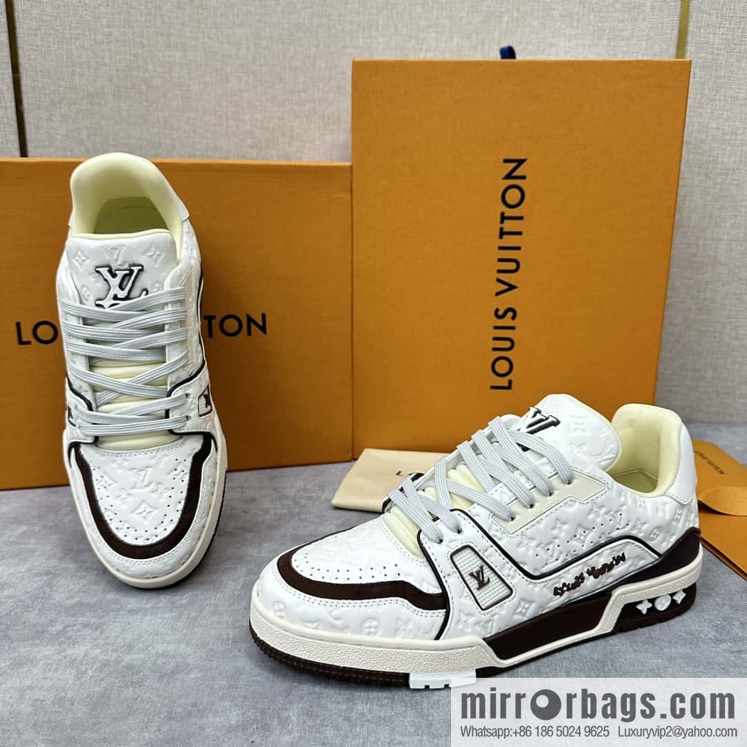 💋💍L new TRAINER checkerboard sports shoes series 1ACR5K LV TRAINER sports shoes