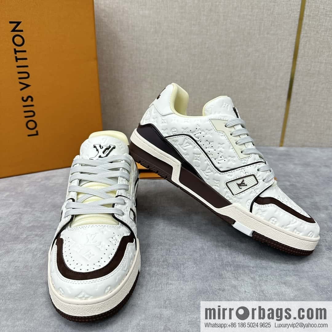 💋💍L new TRAINER checkerboard sports shoes series 1ACR5K LV TRAINER sports shoes