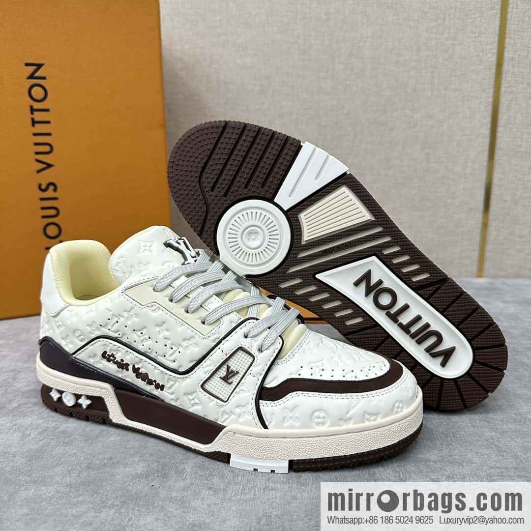 💋💍L new TRAINER checkerboard sports shoes series 1ACR5K LV TRAINER sports shoes