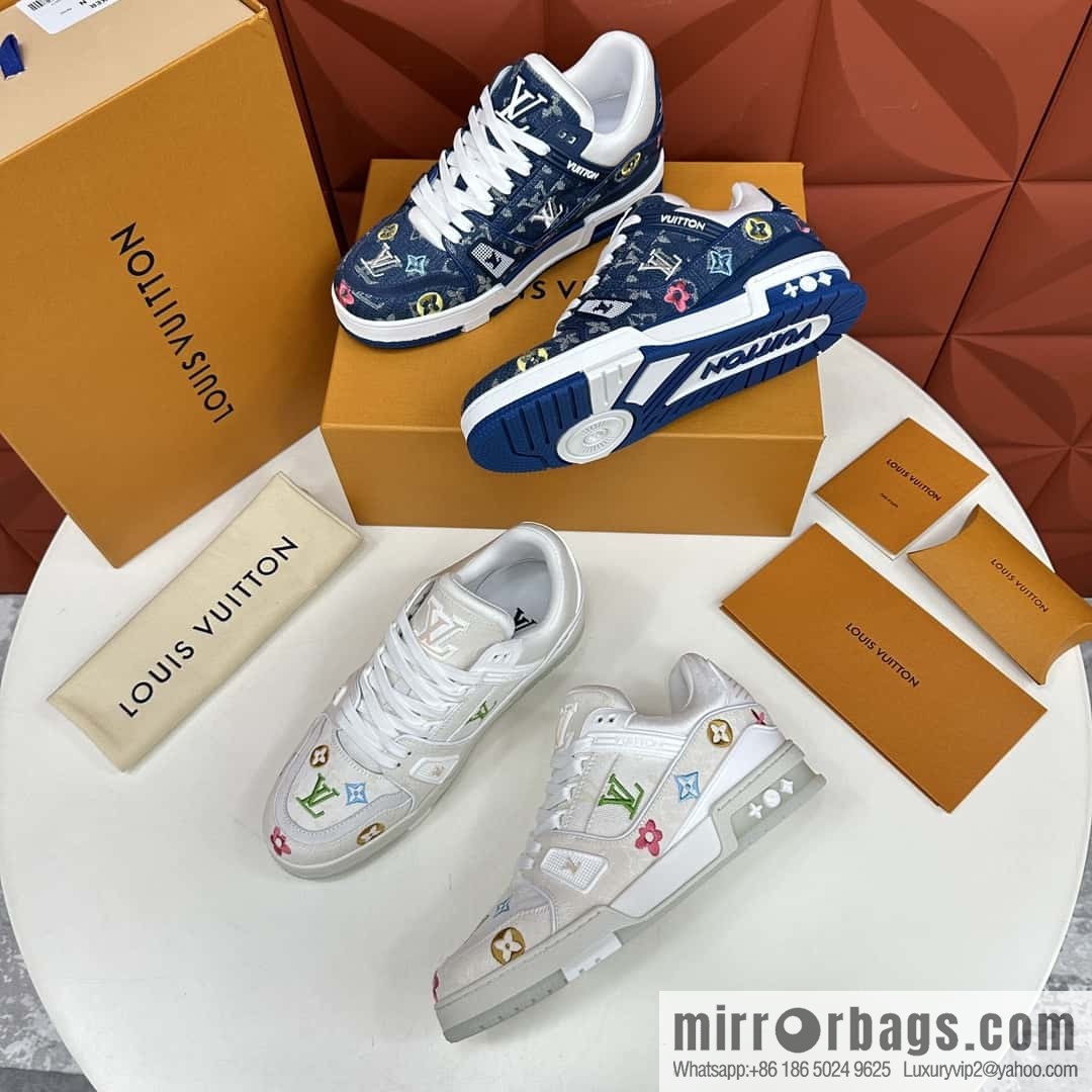 💋💍L's new product L * V Louis~ The new TRAINER series sneakers are made of Monogram denim (denim).