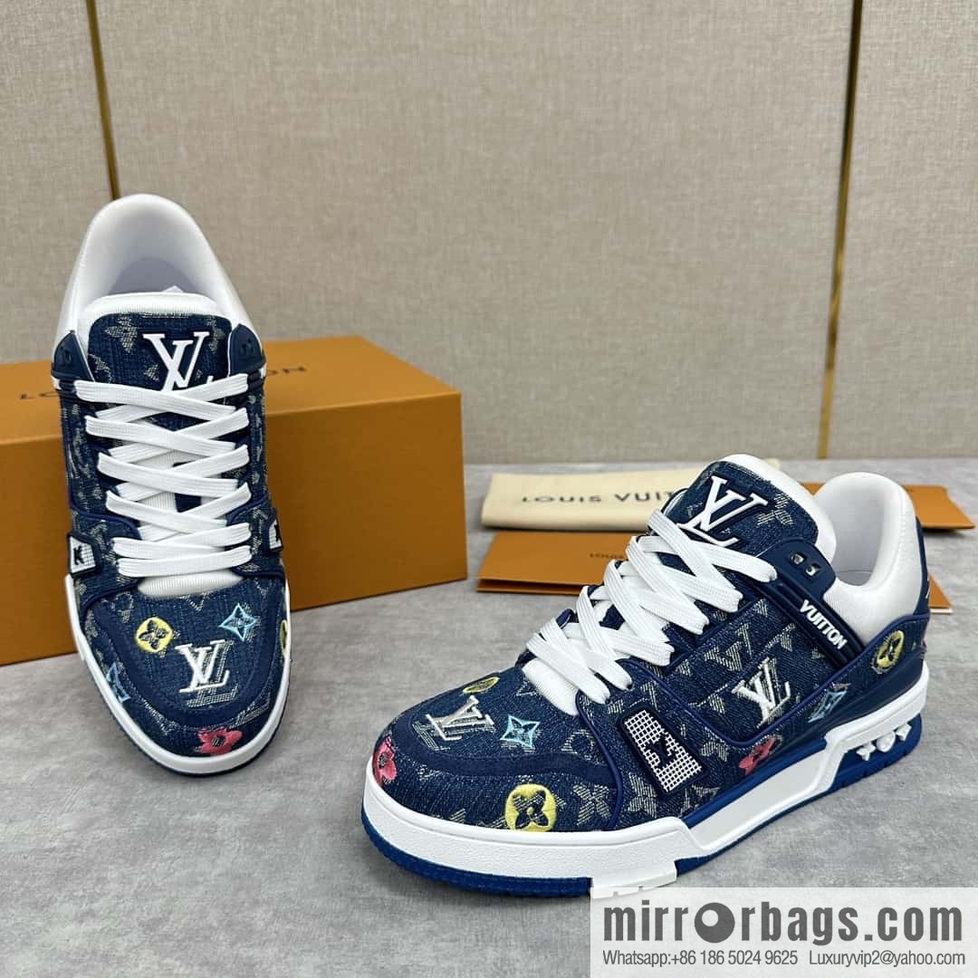 💋💍L's new product L * V Louis~ The new TRAINER series sneakers are made of Monogram denim (denim).
