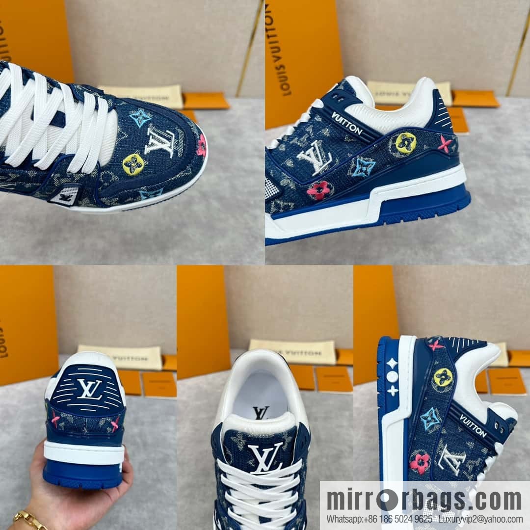 💋💍L's new product L * V Louis~ The new TRAINER series sneakers are made of Monogram denim (denim).
