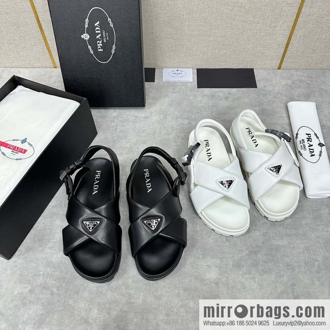 💋💍P new Prada * Prada, new men's soft sheepskin sandals slippers