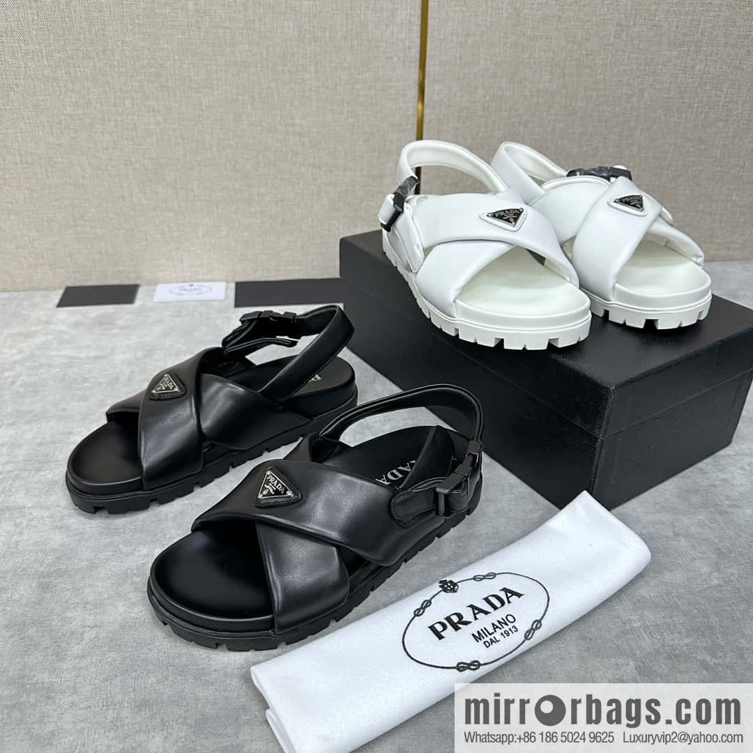 💋💍P new Prada * Prada, new men's soft sheepskin sandals slippers