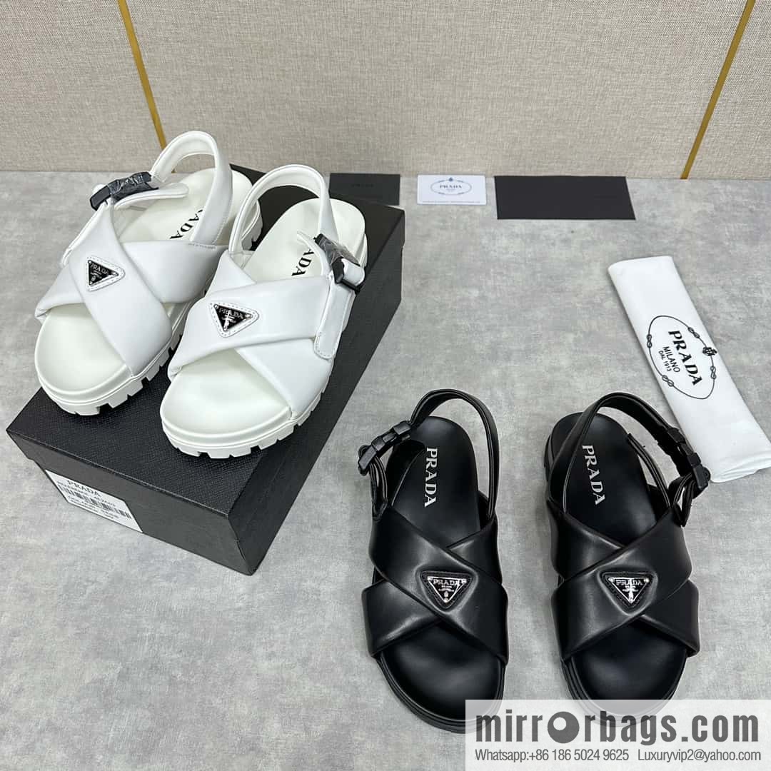 💋💍P new Prada * Prada, new men's soft sheepskin sandals slippers